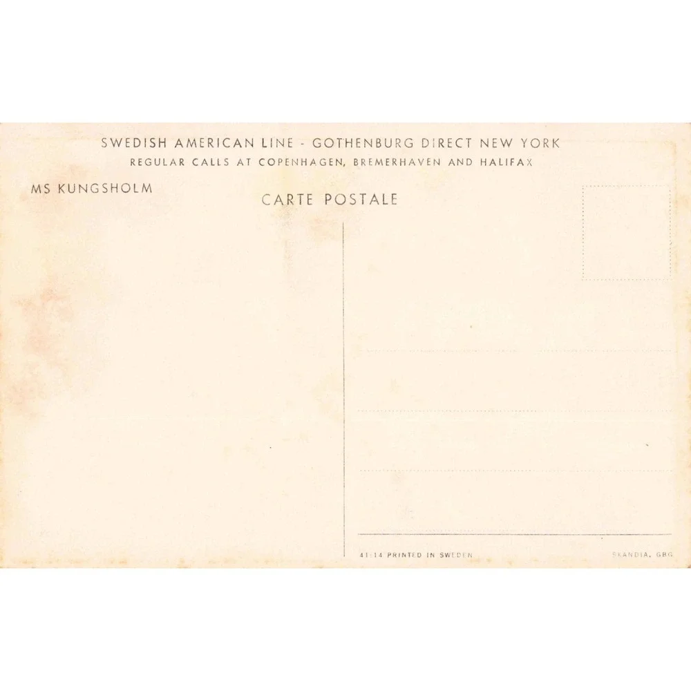 Vintage MS Kungsholm Swedish American Line Postcard White Ocean Liner Sweden
